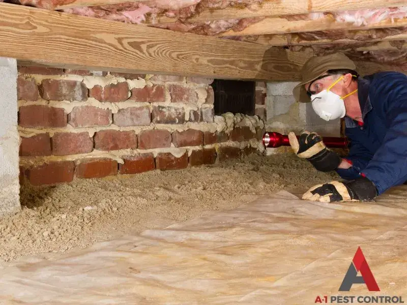 A technician is providing crawlspace encapsulation in Denver, NC. 