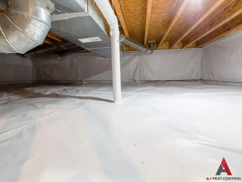 An encapsulated crawlspace for the service page crawlspace encapsulation in Huntersville, NC.