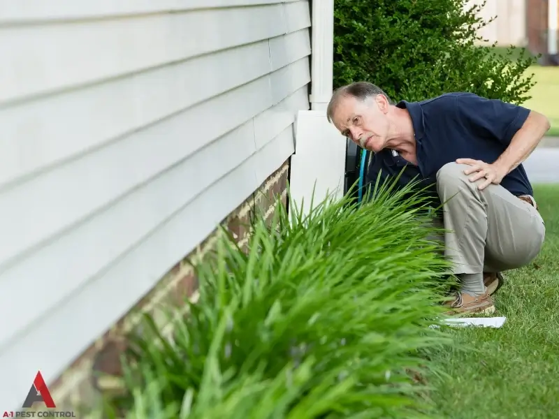 A professional conducts radon testing in Banner Elk, NC by inspecting the home's foundation.