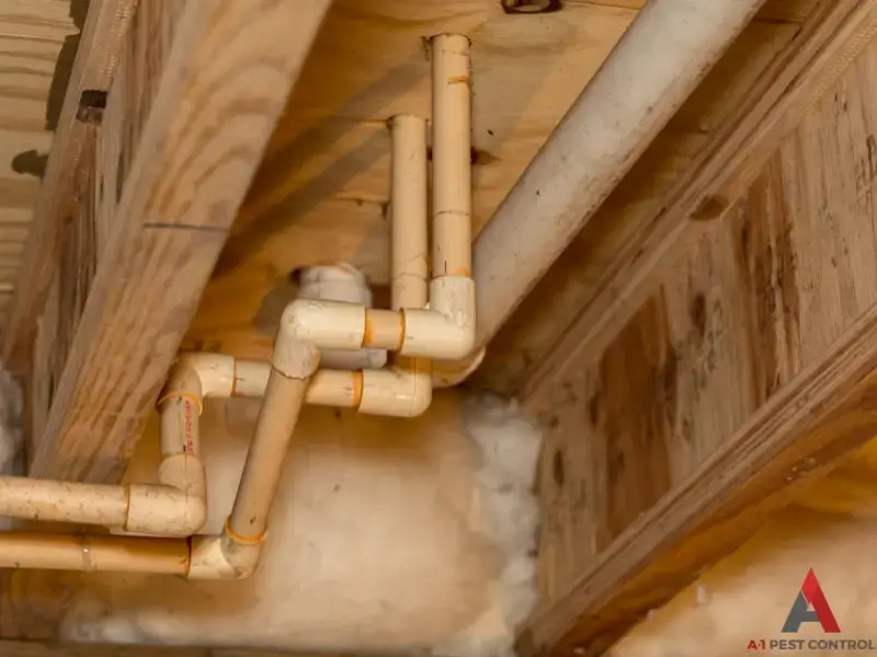 crawl space encapsulation in Banner Elk, NC is provided in this basement with wooden structures.